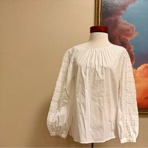 J. Crew Classic White Blouse with Detailed Sleeves